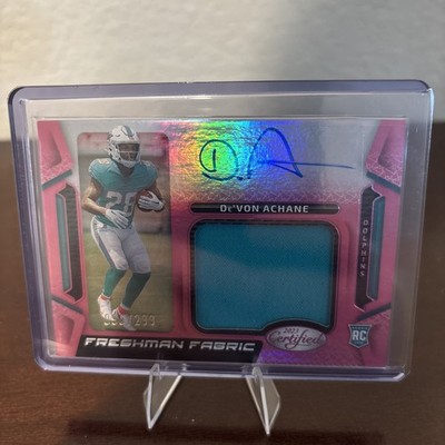 2023 Panini “Freshman Fabric” De’Von Achane Rookie/Patch/Auto 096/299