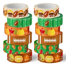 12 Rolls Fall Football Washi Tape Autumn Pumpkin Rugby Decorative Masking Tape S