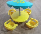 Fisher Price Little People Umbrella Patio Table & Chairs Vintage Play Set