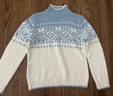 Vintage St John  s Bay Carolina Blue Snowflake Christmas Ski Sweater XL