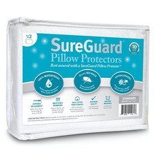 Set of 2 Standard SureGuard Pillow Protectors - 100 Waterproof, Bed Bug Proof