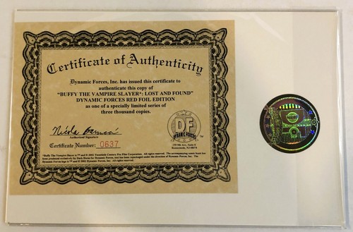 Buffy the Vampire Slayer Lost & Found Dynamic Forces Red Foil 2002 COA 637/3000 - Picture 2 of 2