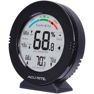 Pro Temperature & Humidity Gauge with Alarms - Accurate Readings, Black
