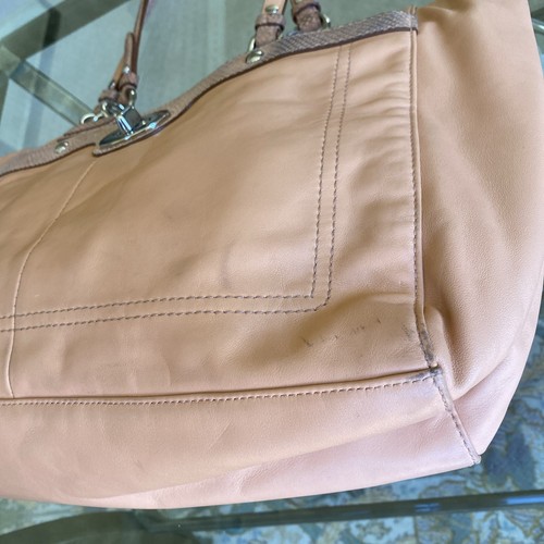 Coach Penelopy Leather Satchel Bag Preppy Peach Pink Carryall Y2K Vnt Snake Trim - Picture 5 of 20