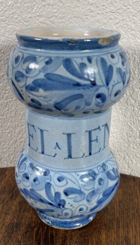 Antique Albarello Pharmacy Apothecary Drug Jar Majolica Italian 19th century - Picture 2 of 11