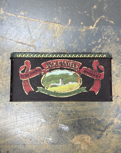 Jack Daniels 1904 medaglia d'oro n. 7 Tennessee whisky grande scatola di latta cerniera vintage - Foto 6 di 8