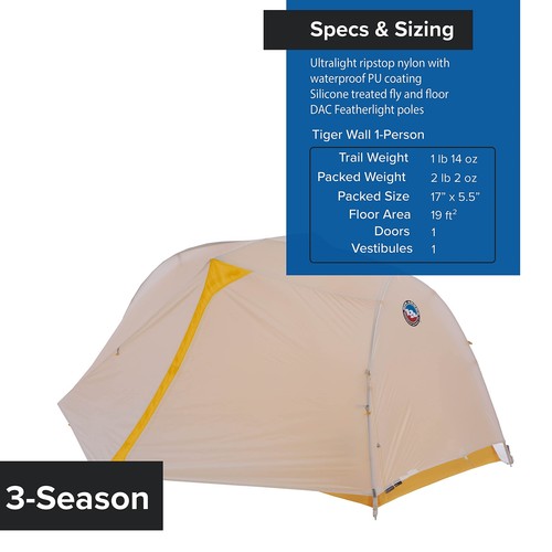 Big Agnes Tiger Wall UL Ultralight Tent with UV-Resistant Solution Dyed Fabric - Picture 4 of 6