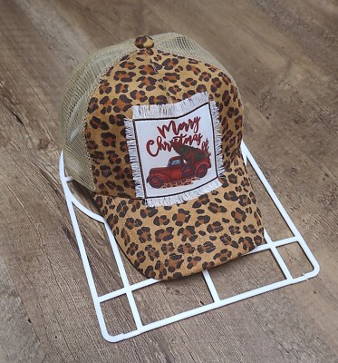 Merry Christmas Yall SC Southern Fried Chics Leopard Print- Hat Cap *