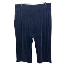 Talbots Petite Womens Velveteen Pants Stretch Pockets Elastic Waist Navy Sz 3Xp