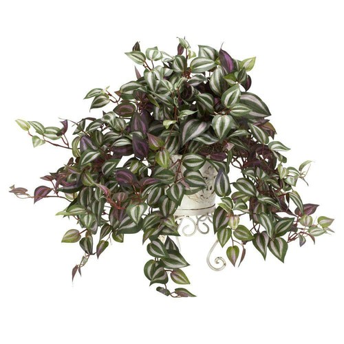 Nearly Natural Indoor Artificial Spiderwort Plant 18"H Multicolor Metal Planter - Picture 2 of 2