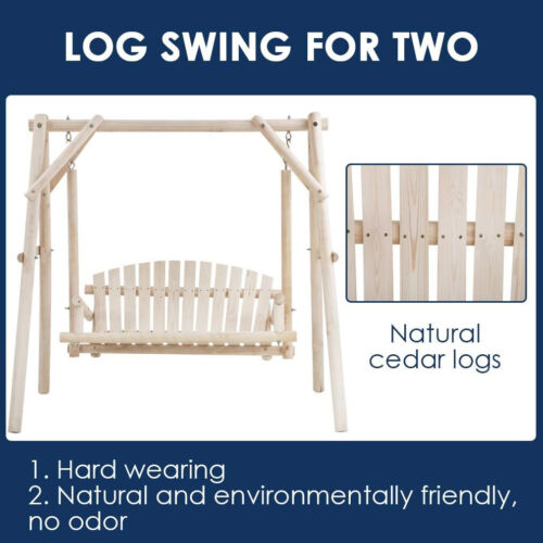 67 Inch Log Swing Stand Porch Swing Set Wood Bench Swing Stand A-Frame Chairs - Picture 3 of 7
