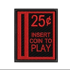 Retro Arcade Quarter Slot Patch Embroidered Iron-on Applique Clothing Nostalgic