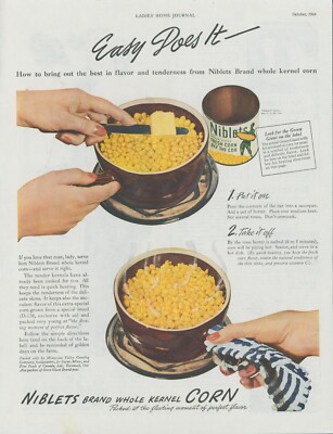 1944 Green Giant Niblets Corn Recipe Butter D-138 Breed Vintage Print Ad LHJ1