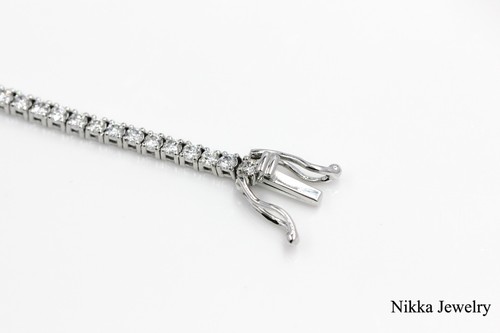 2.7 Carat TW Lab Grown Diamond Round Cut 14K White Gold Tennis Bracelet 7 Inches - Picture 3 of 7