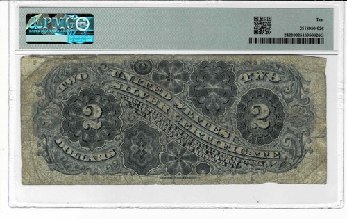 1886 $2 Silver Certificate note--fr.242 (Hancock) PMG VG 10 - Picture 2 of 6