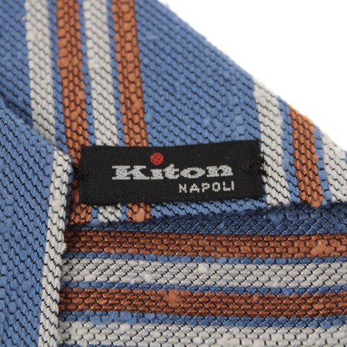 Kiton Tie (Baby Blue, Orange, White Color) Rugged Style - Picture 2 of 9