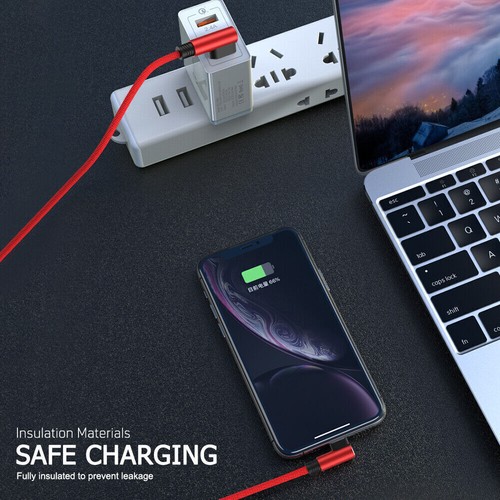 Braided Fast USB Cable Heavy Duty Charging Syn Charger iPhone 90 degree angle - Picture 5 of 22