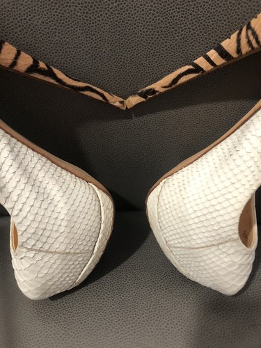 Giuseppe Zanotti White Phyton Embossed Leather peep toe platform Heels US8.5 /39 - Picture 7 of 11