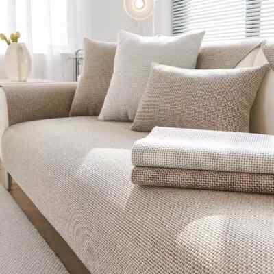 1PC Woven Cotton Linen Couch Covers with Backrest Universal Non-slip Sofa Towel