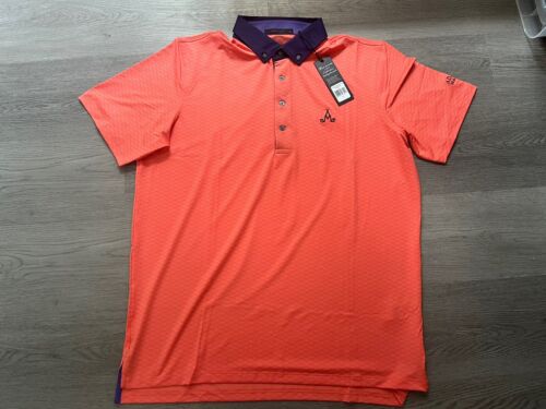 Greyson Mens Salmon Pink / Navy Blue Golf Polo Shirt Size Large (US) - BNWT
