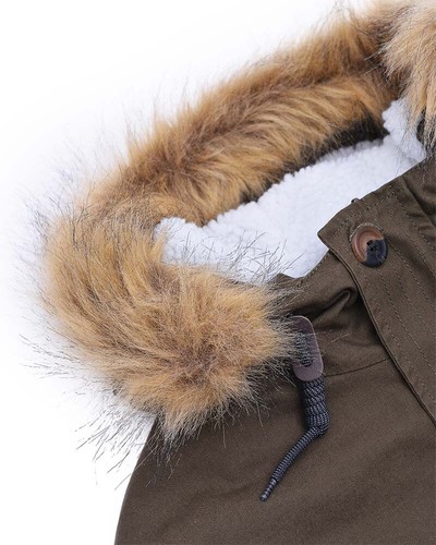 New Mens Lambretta Premium Fishtail Sherpa Lined Parka Coat Khaki Green RRP £120 - Picture 11 of 12