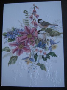 UNUSED 1992 vintage greeting card Cyndy Callog BIRTHDAY Birds w/ Flowers
