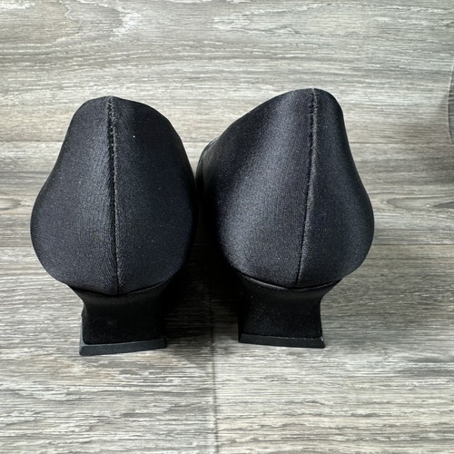 Easy Street Women’s Ladies Black Fabric Leather Sole Bow Pumps Shoes 9N Used - Picture 4 of 6