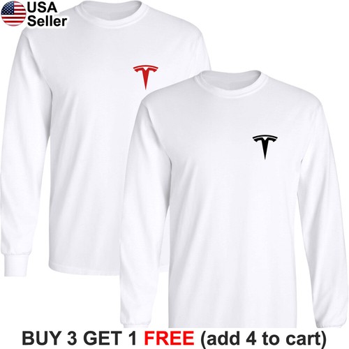 Tesla Long Sleeve T-Shirt Motors Logo Model S 3 X Y Elon Musk Racing Chest BTS02 - Picture 20 of 24