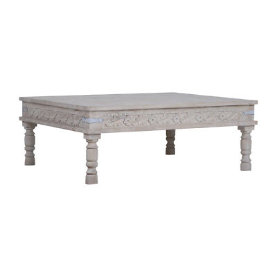 Maven Lane Emin Handmade Heritage Wooden Rectangular Coffee Table, White Finish