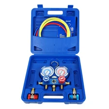 3 Way Manifold Vacuum Gauge Set R134a R410a R22 A/C AC HVAC Refrigeration KIT