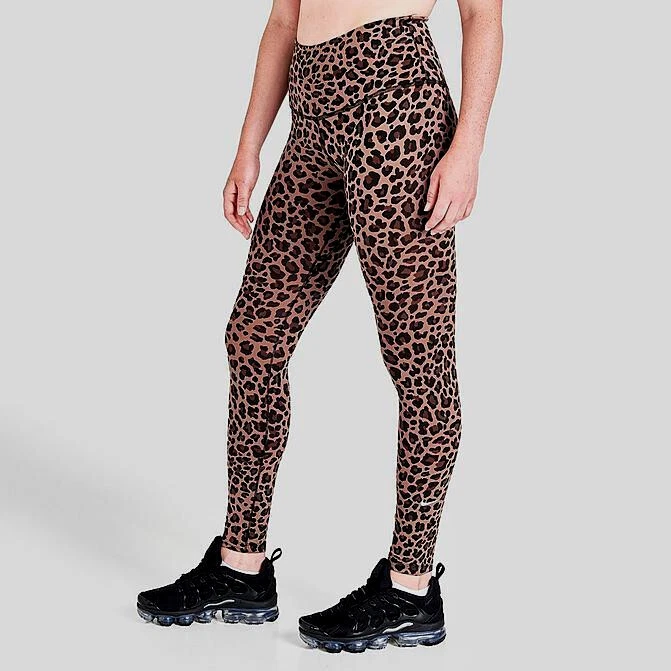 Nike Women's One Brown Multi Leopard Print HR Leggings (DM7274-256