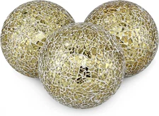 4" Decorative Orbs, Mosaic Sphere Balls, Centerpiece Balls for Bowls, Vases, Din
