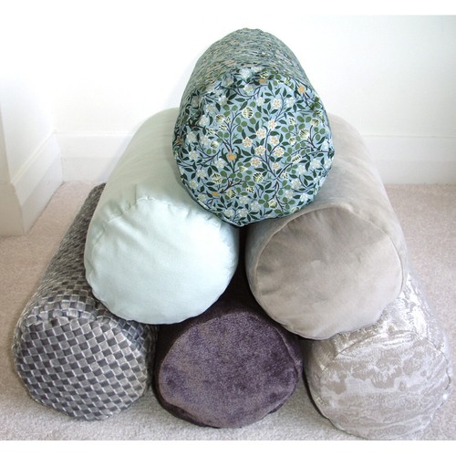 Tartan Bolster Cushion Cover Beige 16" x 6" Tweed Soft Wool Feel Cylinder - Picture 5 of 7