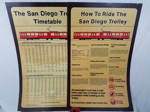 VINTAGE-San-Diego-Trolley-Timetable-How-To-Ride-The-Trolley-Sign-22-1-4-x-35-1-2