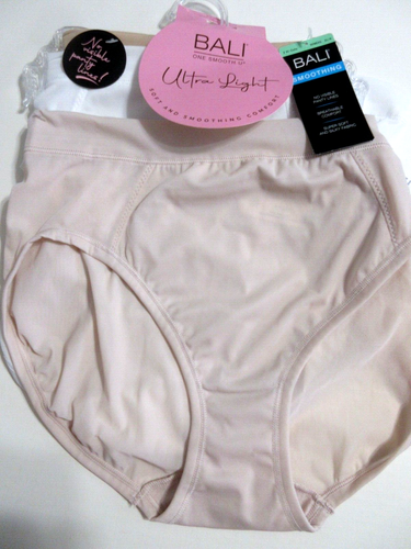 Bali 3-Pair HI CUT brief Underwear Panties Smoothing Nylon Blend light ~ XL/8