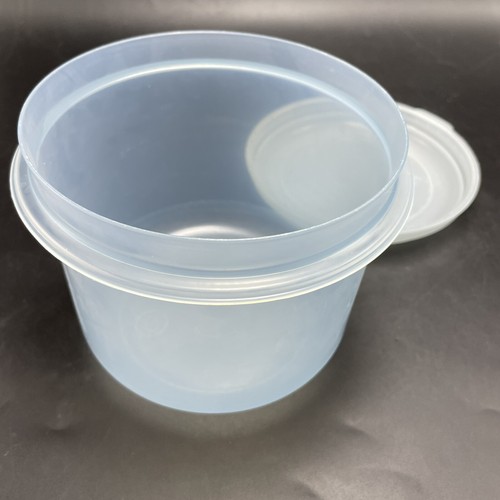 Vintage Rubbermaid Servierbehälter #8 rund 6 Tassen Lebensmittelbehälter klar blau mit klarem Deckel - Bild 5 von 13