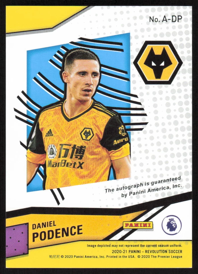 2020-21 Panini Revolution EPL Autographs Auto Daniel Podence Wolverhampton - Image 2 of 2