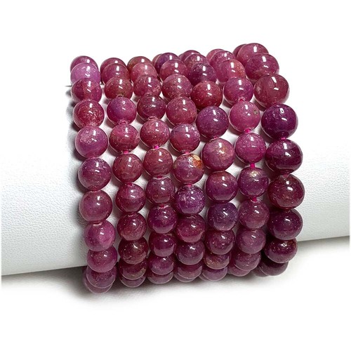 Bracciale vero naturale originale viola rosso rubino bracciali rotondi perline sfuse - Foto 8 di 11