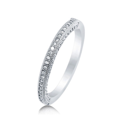 Art Deco Simulated CZ Sterling Silver Half Eternity Ring Art Deco Simulated CZ Sterling Silver Half Eternity Ring
