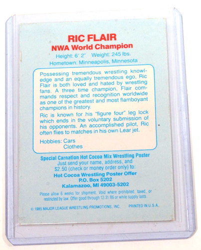 Ric Flair NWA World Champion 1986 Carnation Cocoa Mix 1985 Rare - Picture 2 of 2