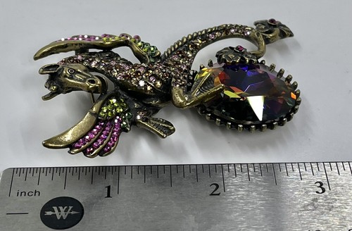 Jay Strongwater Vintage Winged Dragon Crystal Rhinestone Brooch As Is (1573) - Picture 4 of 12