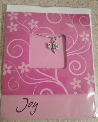 Basic Spirit Handcrafted Pewter Necklace with Joy Charm and Note Card NIP