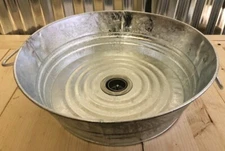 Vessel Sink Galvanized Rustic Sink Bucket, Garden, Bathroom, Kitchen,(Size 2)