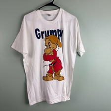 Vintage Snow White Seven Dwarfs Grumpy Graphic T Shirt Size XL 90s White Cotton