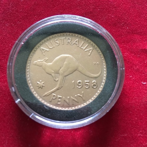 Centavo australiano en cápsula 1955 regalo aniversario regalo cumpleaños 70 - Imagen 5 de 12