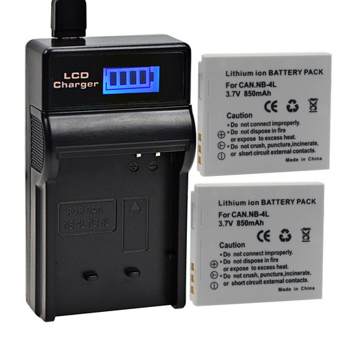 2 x Battery +USB Charger For Canon NB-4L IXUS 80/110/120/130 IS /117/220/230 HS - Picture 3 of 10