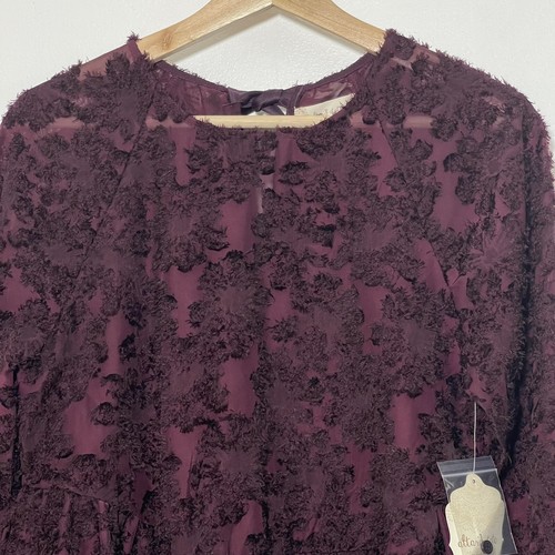 NWT Altar’d State Textured Floral Peplum Top Back Keyhole Purple Sz S - Picture 3 of 12