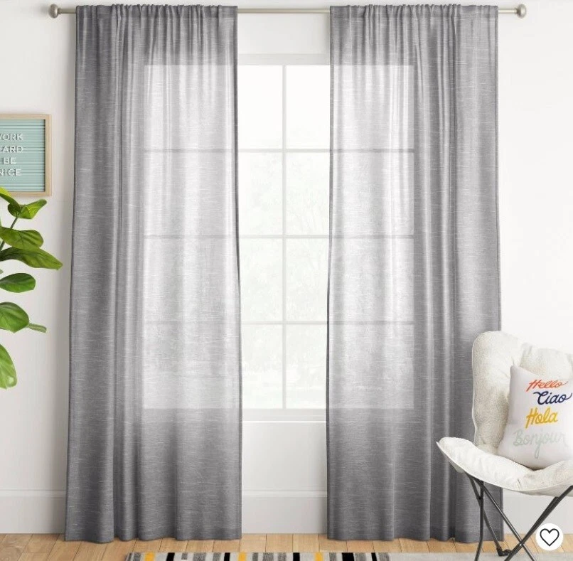 2 Light Filtering Window Curtains Panels - Room Essentials™ 42"W x 84"L Gray - Image 2 of 4