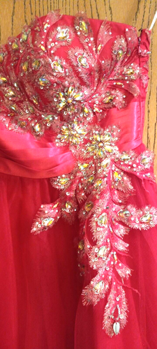 Riva Designs Damen Partykleid mit Schmucksteinen besetzt Hot Pink Cocktail ärmellos Gr. 14 - Bild 5 von 7