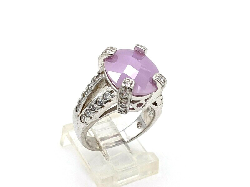 Handmade Princess Pink Quartz 925 Sterling Silver Oval Women's Rings Size 7 USA